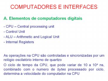 COMPUTADORES E INTERFACES