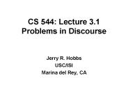 CS 544: Lecture 3.1 Problems in Discourse