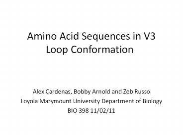 Amino Acid Sequences in V3 Loop Conformation