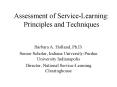 Assessment of Service-Learning: Principles and Techniques PowerPoint PPT Presentation