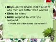 Boys: on the board, make a list of why men are better than women PowerPoint PPT Presentation