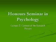 Honours Seminar in Psychology