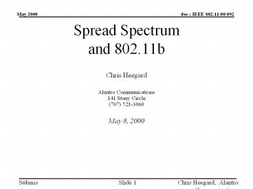 Spread Spectrum and 802.11b