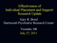 Effectiveness of Individual Placement and Support: Research Update