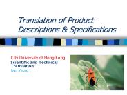 Translation of Product Descriptions