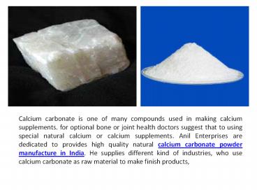 Calcium or Calcite Carbonate Powder Manufactures in India