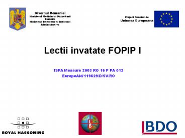 Lectii invatate FOPIP I