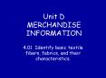 Unit D MERCHANDISE INFORMATION