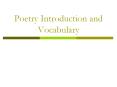 Poetry Introduction and Vocabulary PowerPoint PPT Presentation