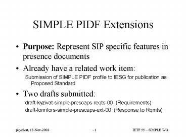 SIMPLE PIDF Extensions