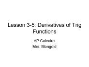 Lesson 3-5: Derivatives of Trig Functions