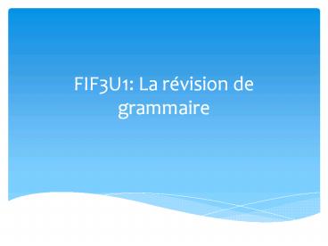 FIF3U1: La r