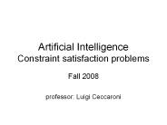 Artificial Intelligence Constraint satisfaction problems