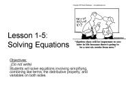 Lesson 1-5:  Solving Equations