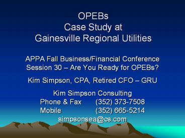 OPEBs Case Study at Gainesville Regional Utilities