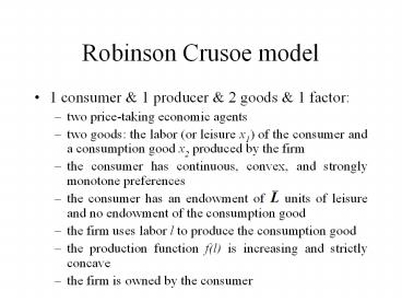 Robinson Crusoe model