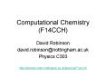 Computational Chemistry (F14CCH) PowerPoint PPT Presentation