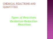 Chemical Reactions and Quantities