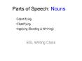 Parts of Speech: Nouns PowerPoint PPT Presentation
