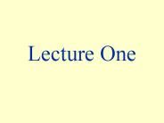 Lecture One