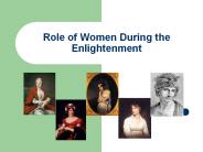 Role of Women During the Enlightenment