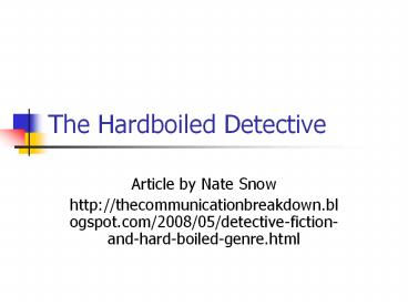 The Hardboiled Detective