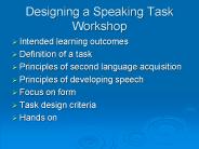 Designing a Speaking Task Workshop