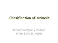 Classification of Animals PowerPoint PPT Presentation