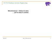 CIS 764 Database Systems Engineering