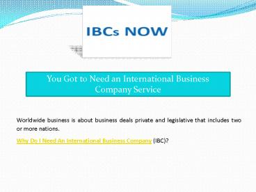 You Got to Need an International Business Company Service
