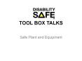 TOOL BOX TALKS PowerPoint PPT Presentation