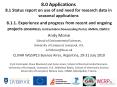 8.0 Applications 8.1 Status report on use of and need for research data in seasonal applications  8.1.1. Experience and progress from recent and ongoing projects (ENSEMBLES, UniCantabria Downscaling Portal, AMMA, QWECI) PowerPoint PPT Presentation