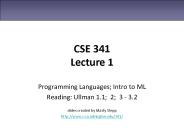 CSE 341 Lecture 1