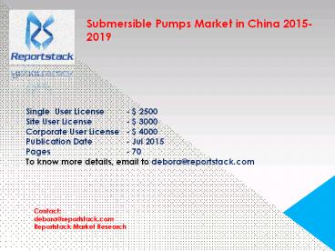 Submersible Pumps Market in China 2015-2019