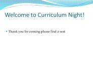 Welcome to Curriculum Night!
