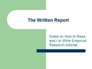 The Written Report