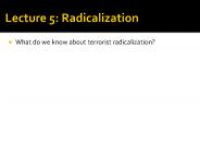 Lecture 5: Radicalization