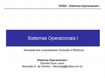 Sistemas Operacionais I