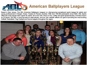 Men's Softball League in New Jersey