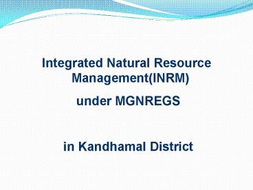 Integrated Natural Resource Management(INRM)