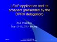 LEAP application and its prospect (presented by the DPRK delegation) PowerPoint PPT Presentation