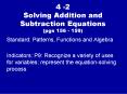 4 -2 Solving Addition and Subtraction Equations (pgs 156 - 159) PowerPoint PPT Presentation