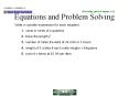 Equations and Problem Solving PowerPoint PPT Presentation