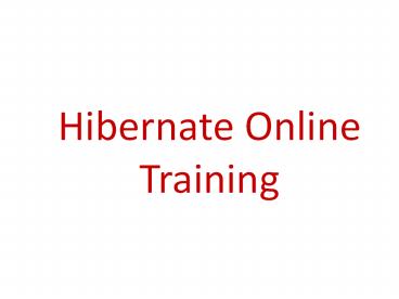 Hibernate Online Training