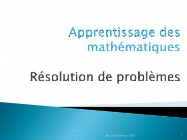 Apprentissage des math