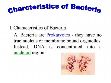 I. Characteristics of Bacteria