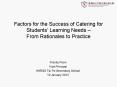 Factors for the Success of Catering for Students PowerPoint PPT Presentation