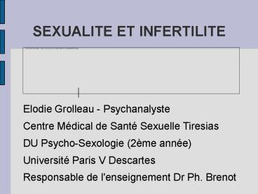 SEXUALITE ET INFERTILITE