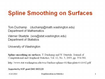 Spline Smoothing on Surfaces