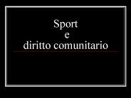 Sport e diritto comunitario